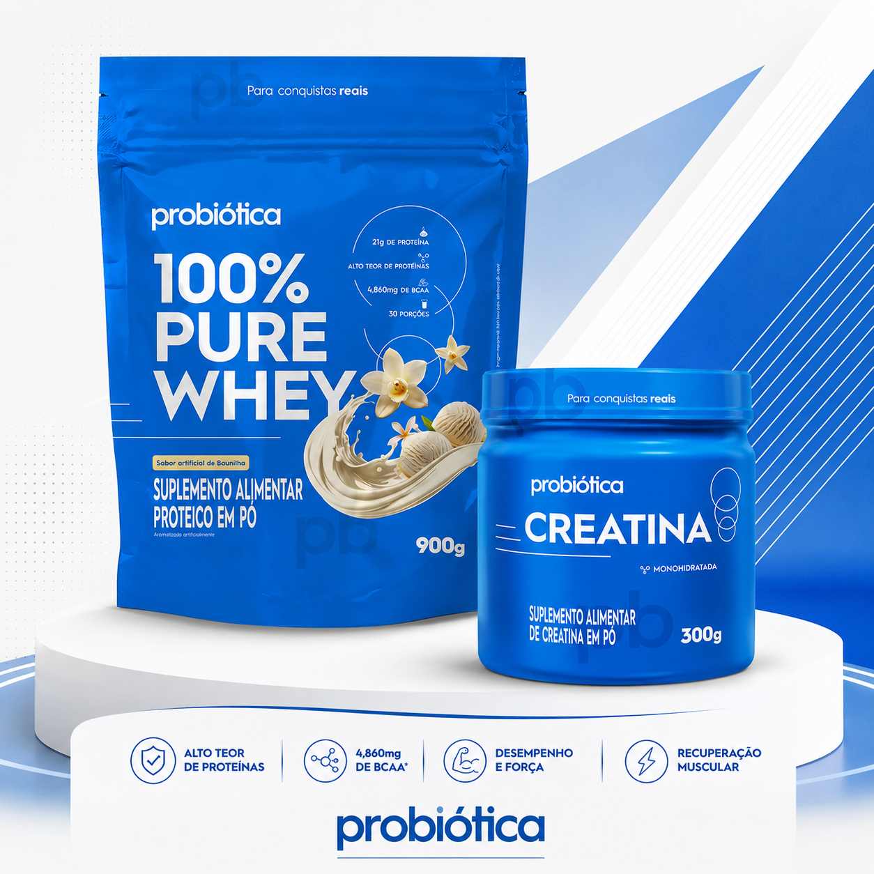 COMBO- 100% PURE WHEY 900G+CREATINA 300G PROBIÓTICA